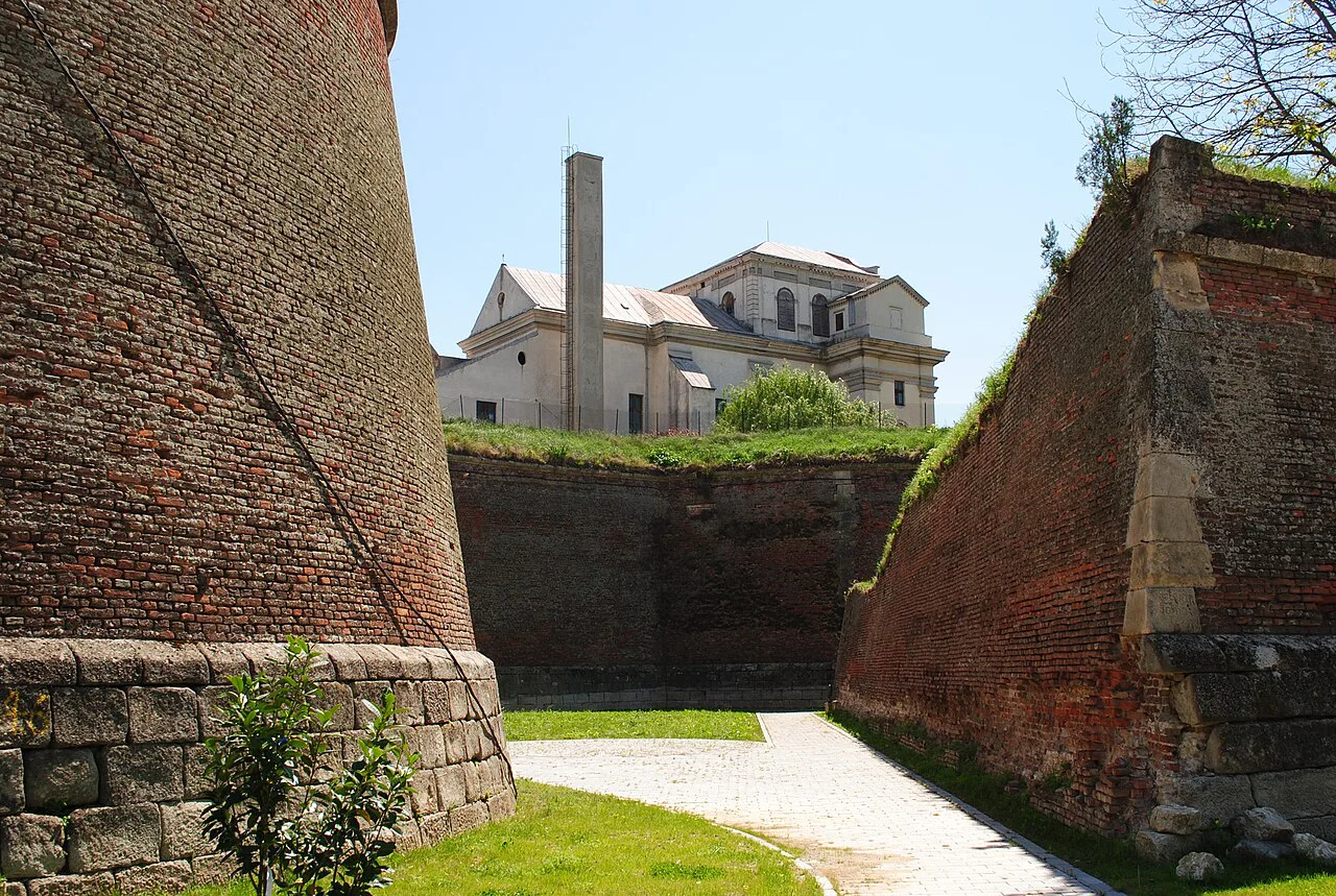 The Batthyaneum Library seen from the citadel walls, Alba Iulia.