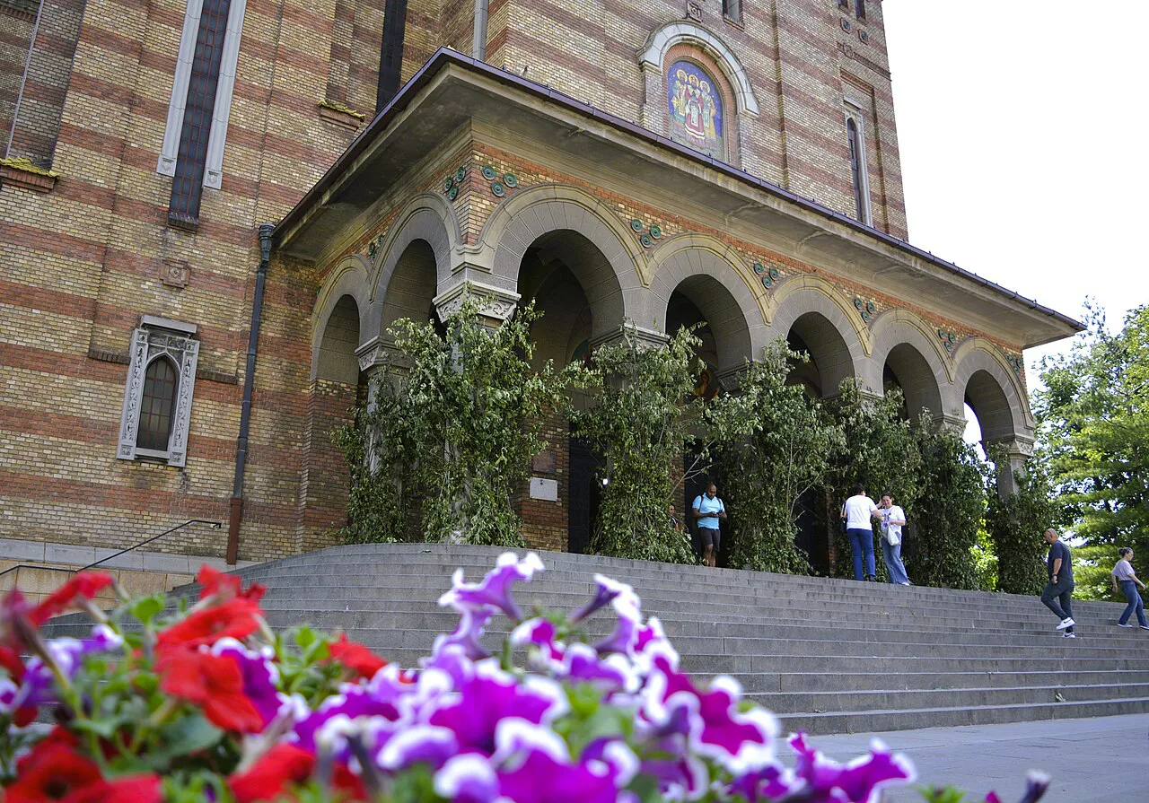 The entrance of the Metropolitan Cathedral, Timișoara.