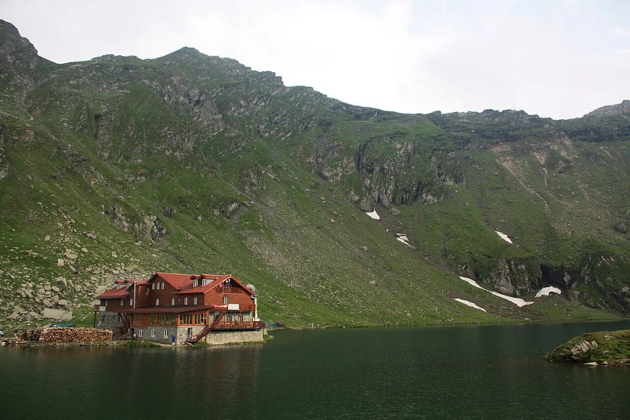 Bâlea Lake and Cabana Bâlea in the Făgăraș Mountains.