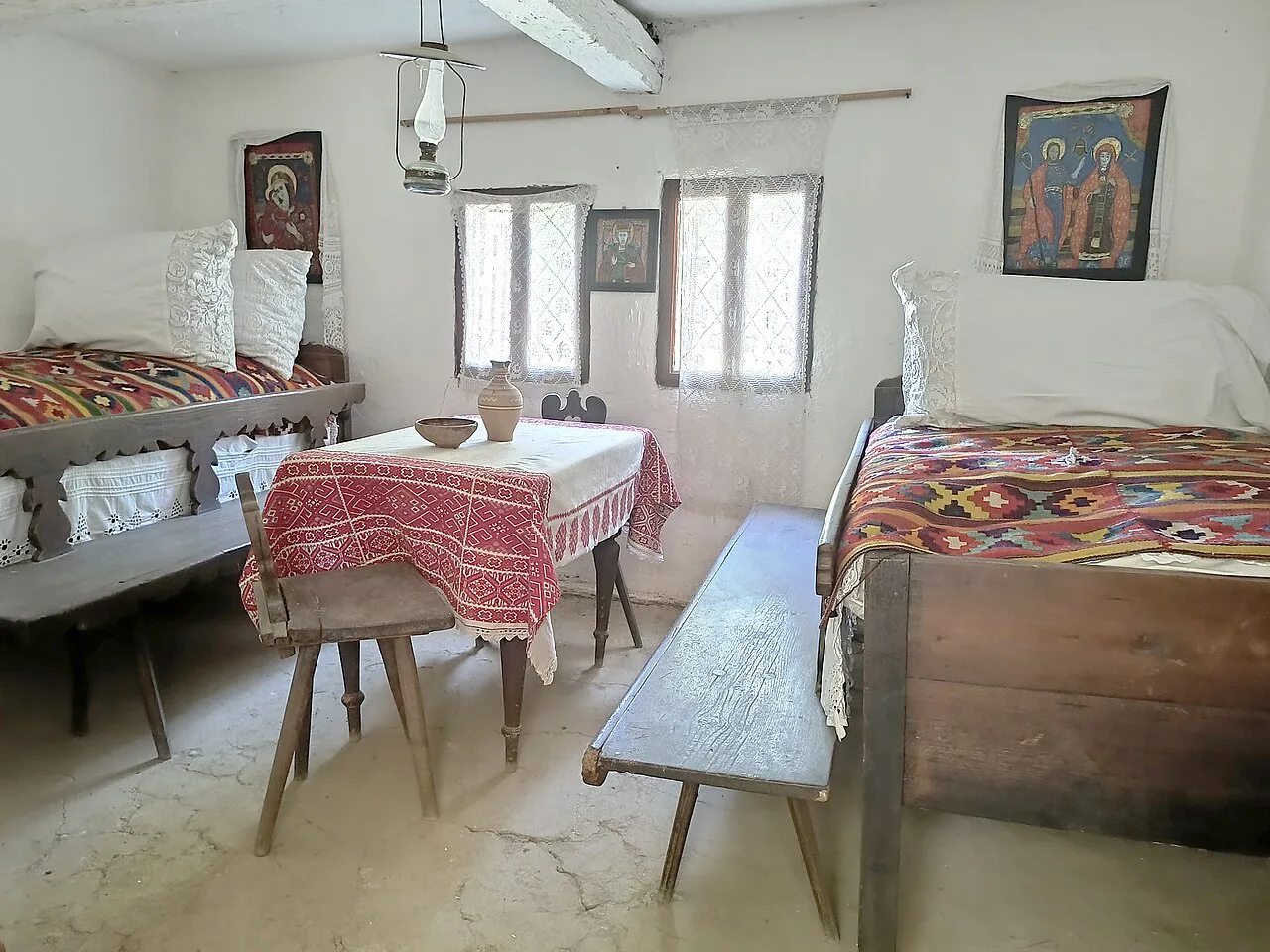A traditional room at the Banat Village Museum in Timișoara.