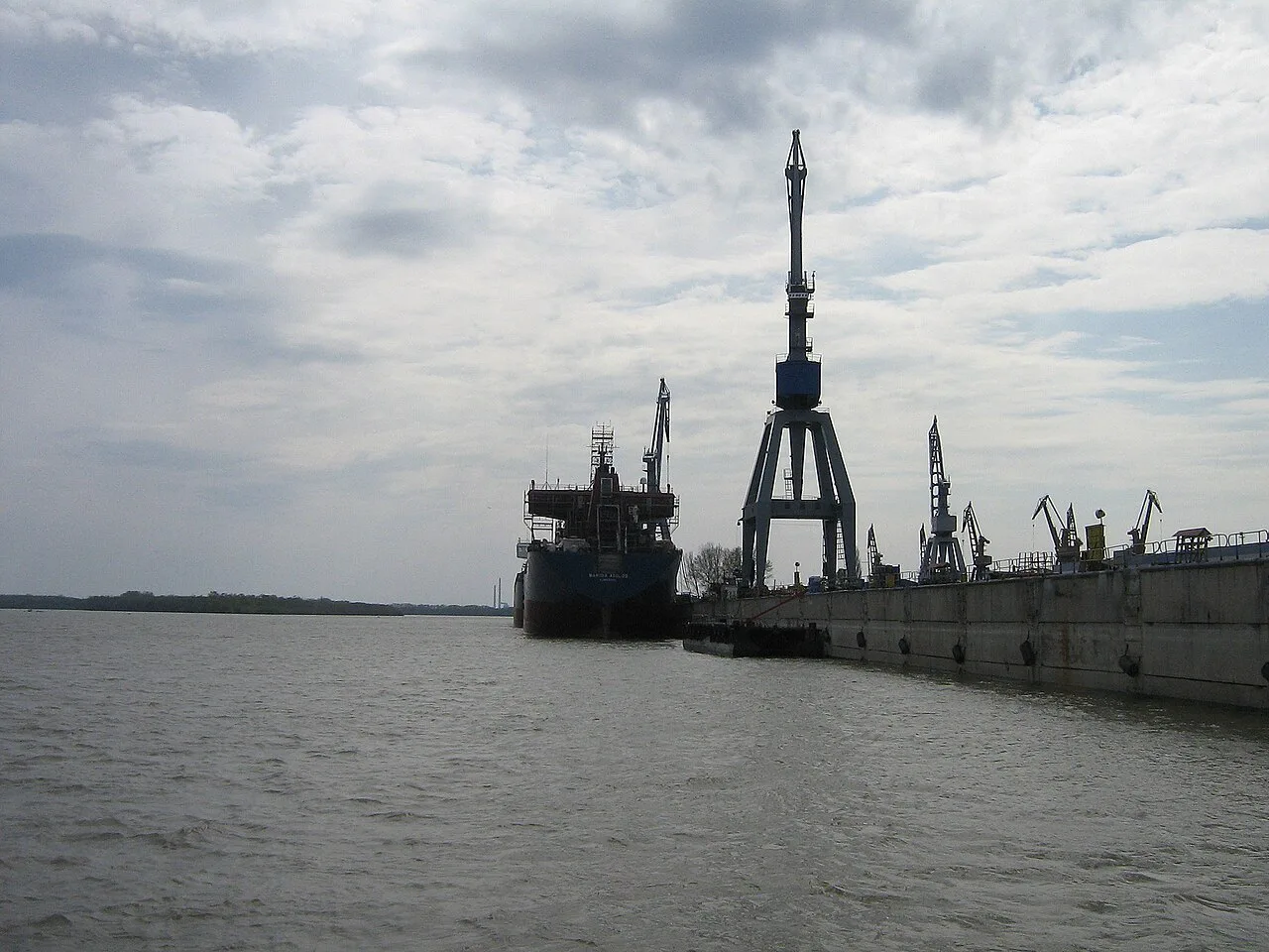 Cranes in the harbour of Brăila on the Danube.