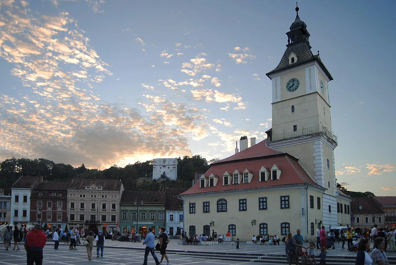 The Council House (Casa Sfatului) at dusk, Brașov.