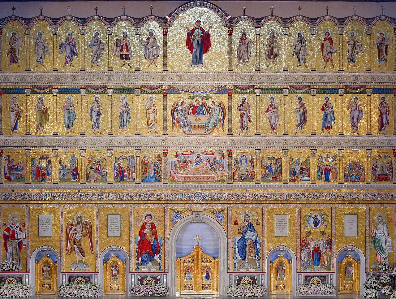 Iconostasis of the People's Salvation Cathedral in Bucharest.