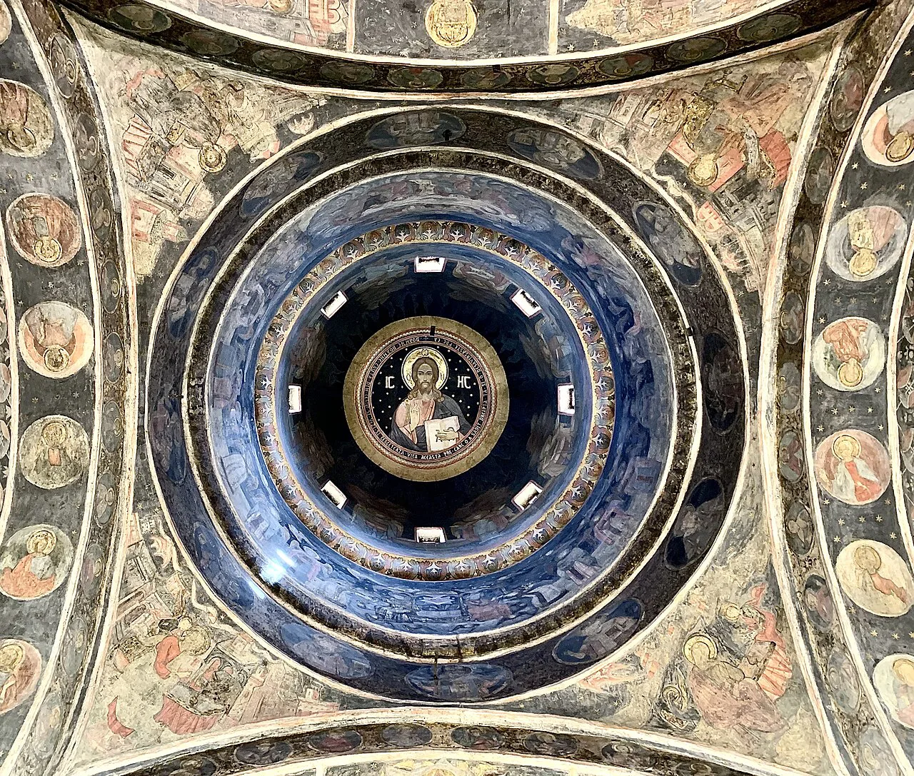 The painted dome of Stavropoleos Church, Bucharest.
