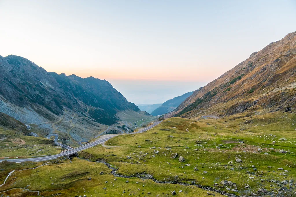 The Transfăgărășan road in the Făgăraș Mountains.