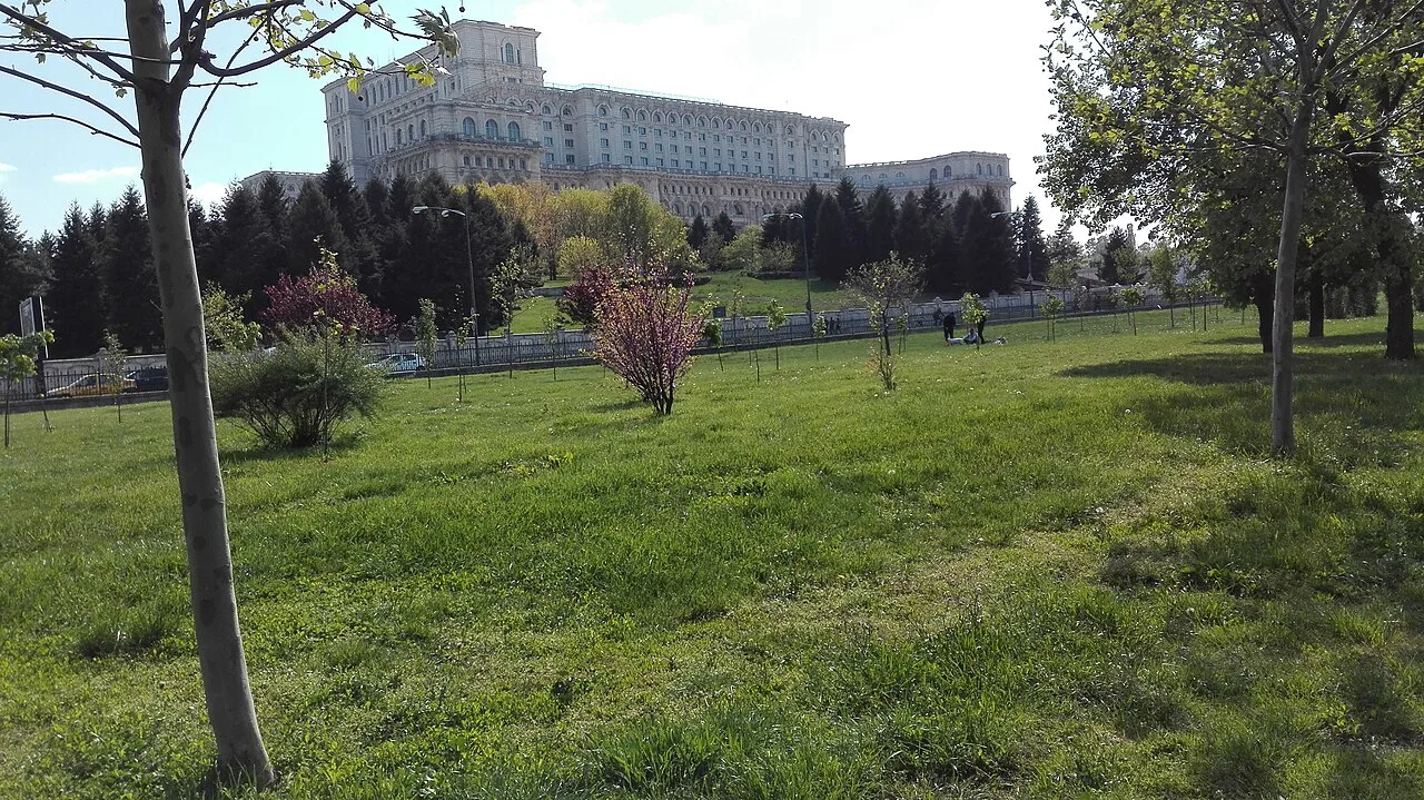 The Palace of the Parliament in Bucharest seen from Izvor Park.