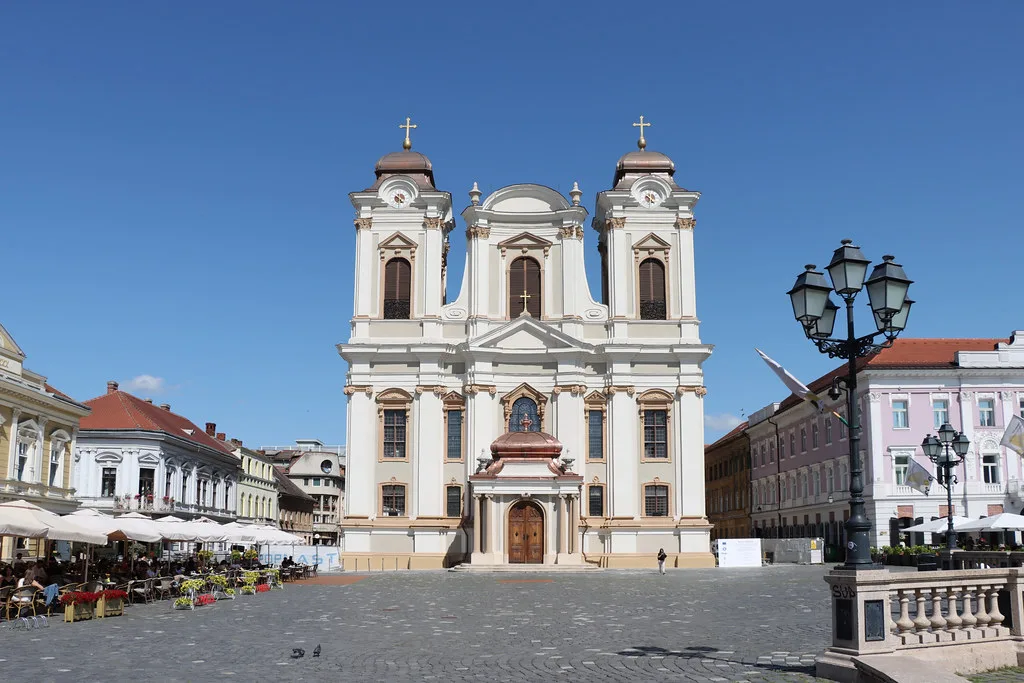 St George's Roman Catholic Cathedral on Piața Unirii in Timișoara.