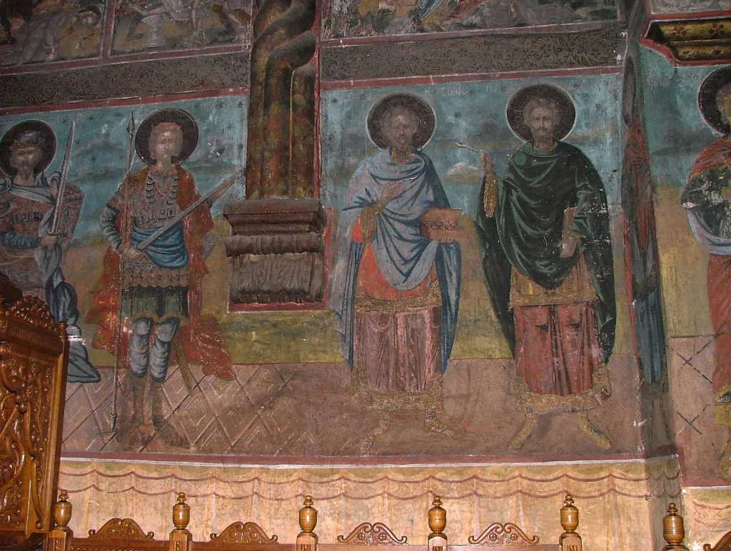 Wall paintings inside the church of Cetățuia Monastery, Iași.