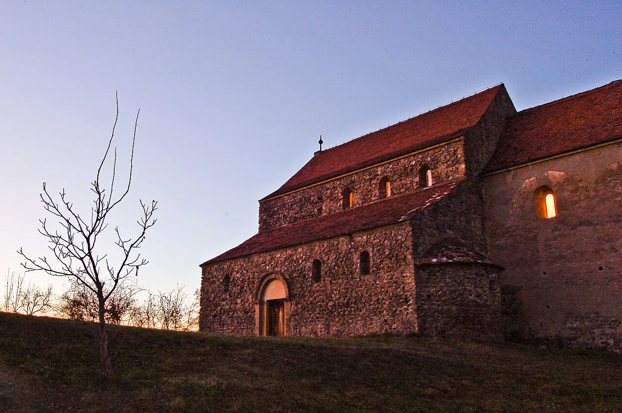 Church of St Michael at Cisnădioara at dusk.