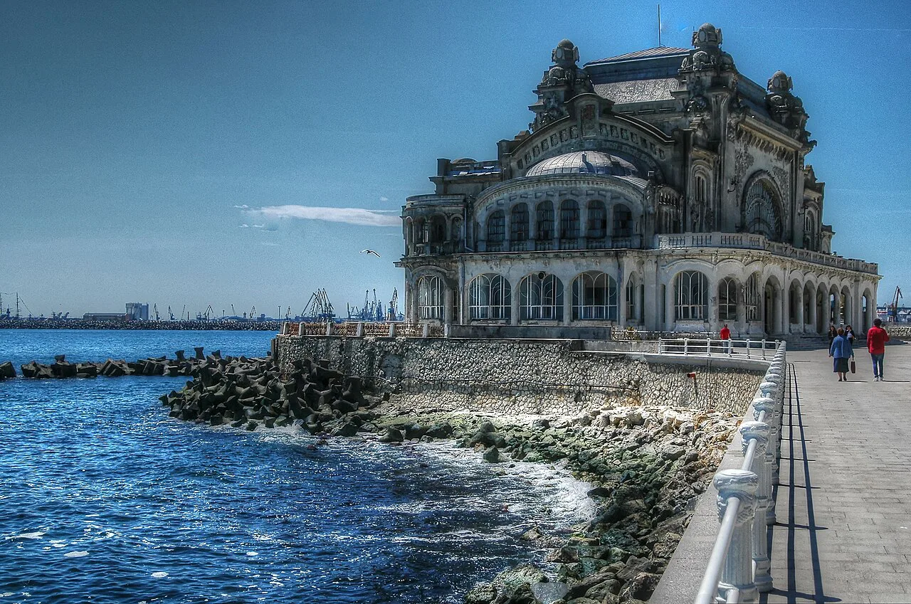 Constanța Casino above the Black Sea shore.