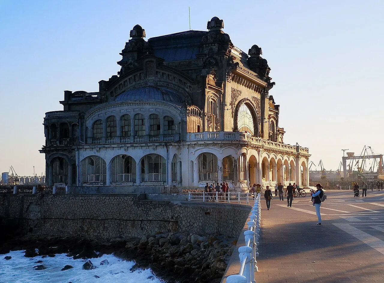 Constanța Casino on the seafront in winter.