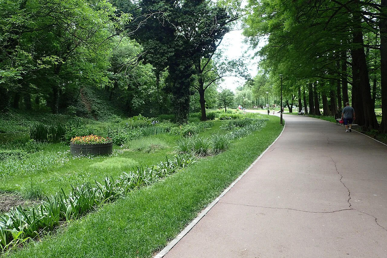 A path in the Craiova Botanical Garden.