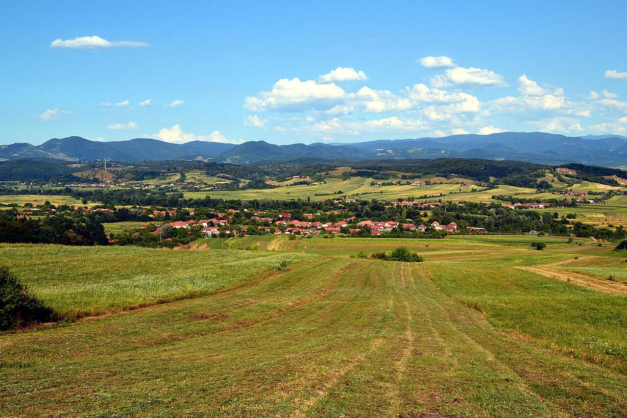 View over the village of Josani in Bihor County, Crișana.