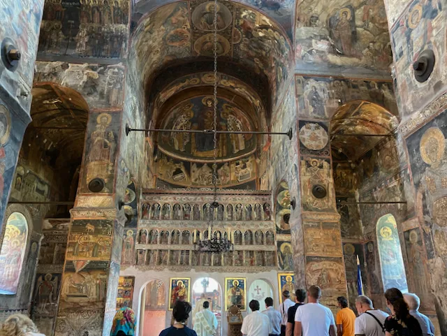 Frescoed interior of St Nicholas Princely Church in Curtea de Argeș.