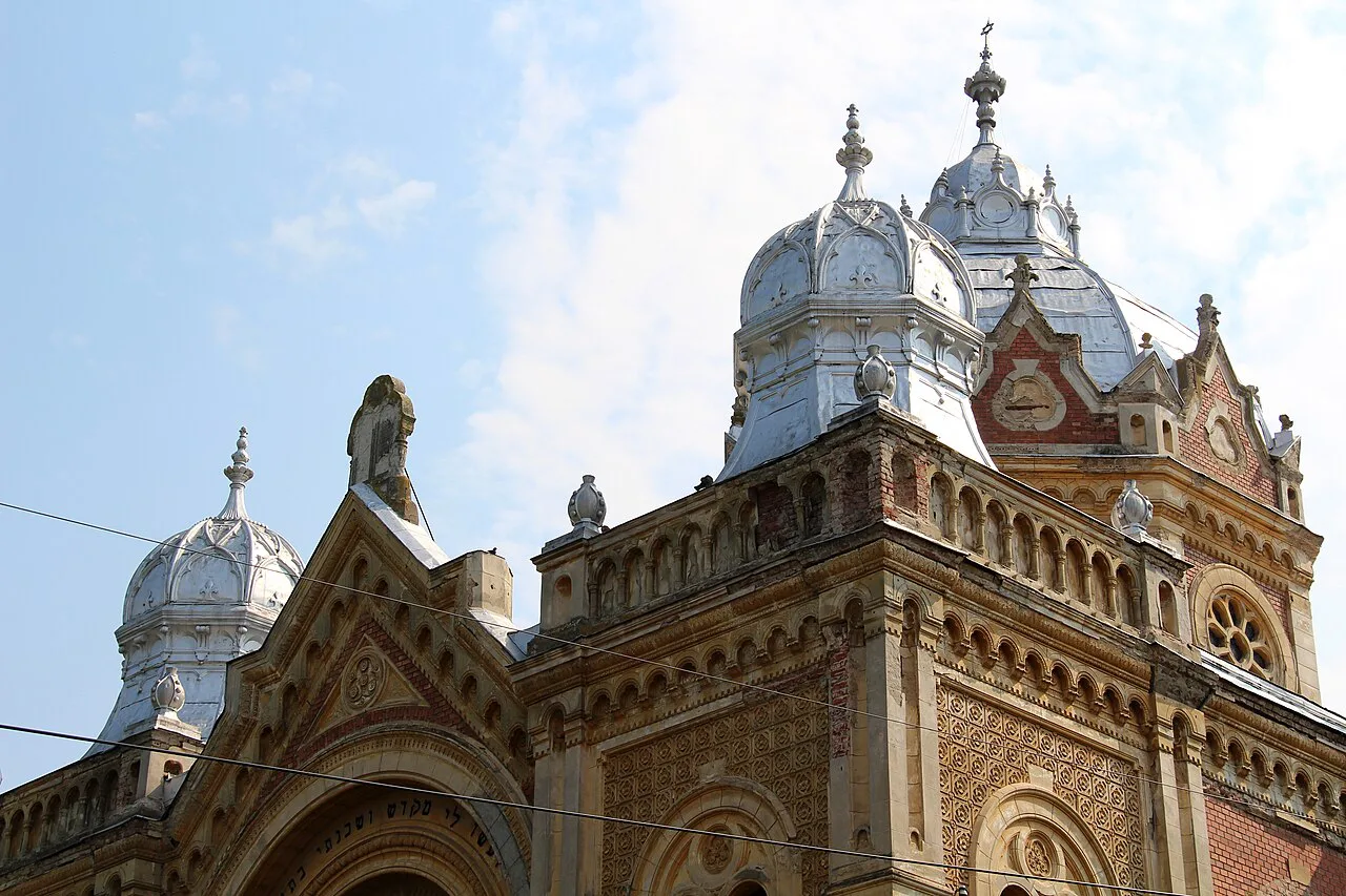 The domes of the Fabric Synagogue, Timișoara.