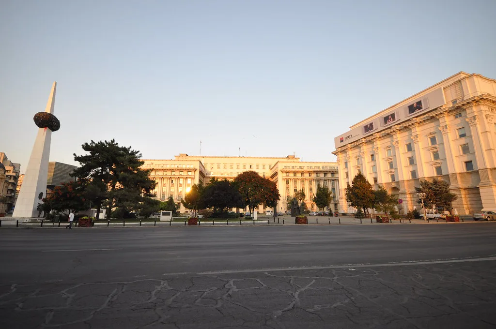 The National Museum of Art of Romania on Revolution Square in Bucharest.