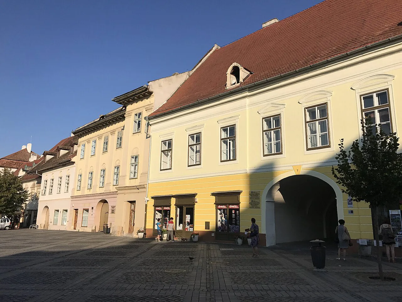 Colourful houses on Piața Mare, Sibiu.