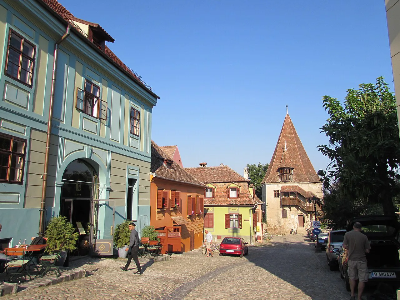 A street leading to the Shoemakers' Tower, Sighișoara.