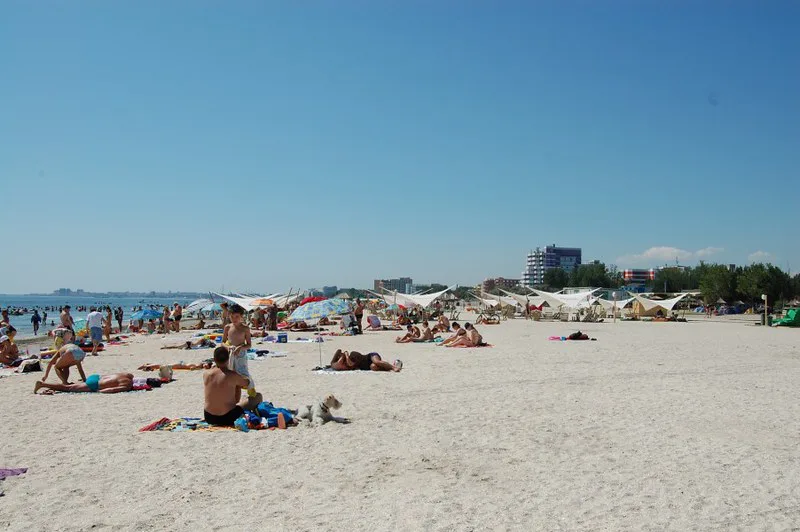 The beach at Mamaia on the Black Sea.