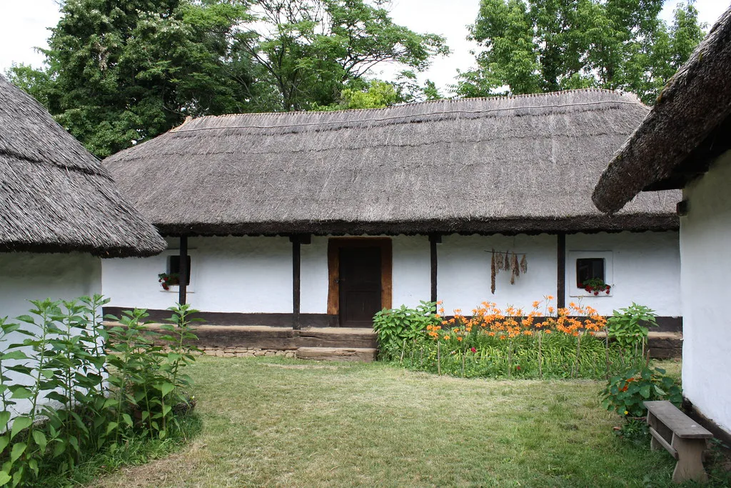 Traditional houses at the Dimitrie Gusti National Village Museum, Bucharest.
