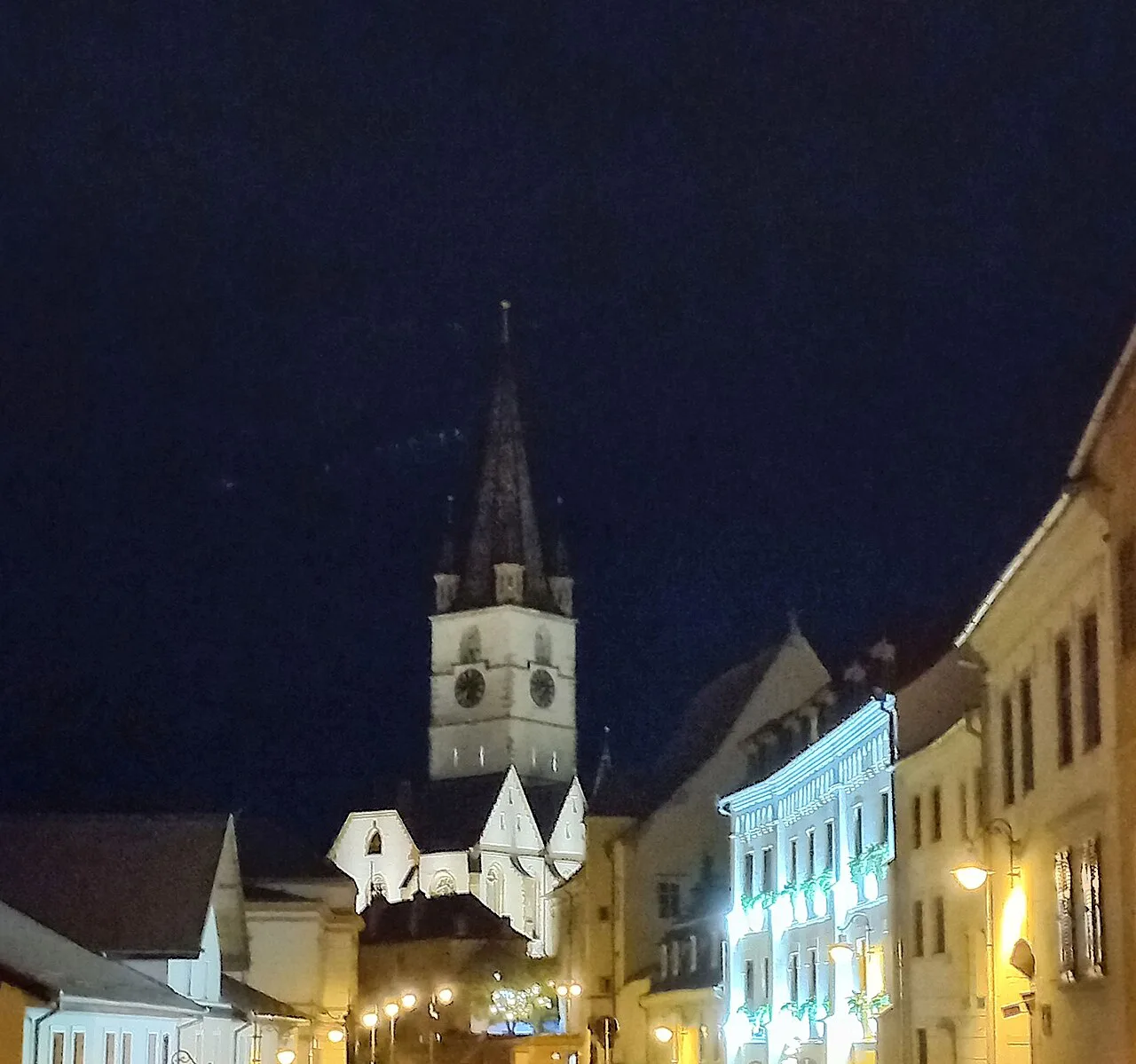 The Evangelical Cathedral at night, Sibiu.