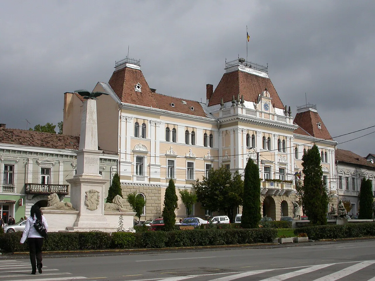 The former Udvarhely County hall, now the town hall, in Odorheiu Secuiesc.