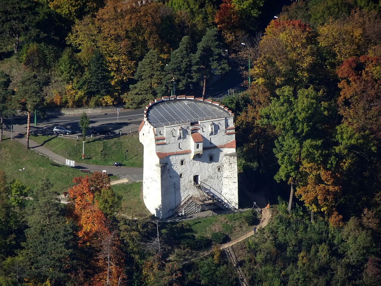 The White Tower (Turnul Alb) among autumn woods, Brașov.