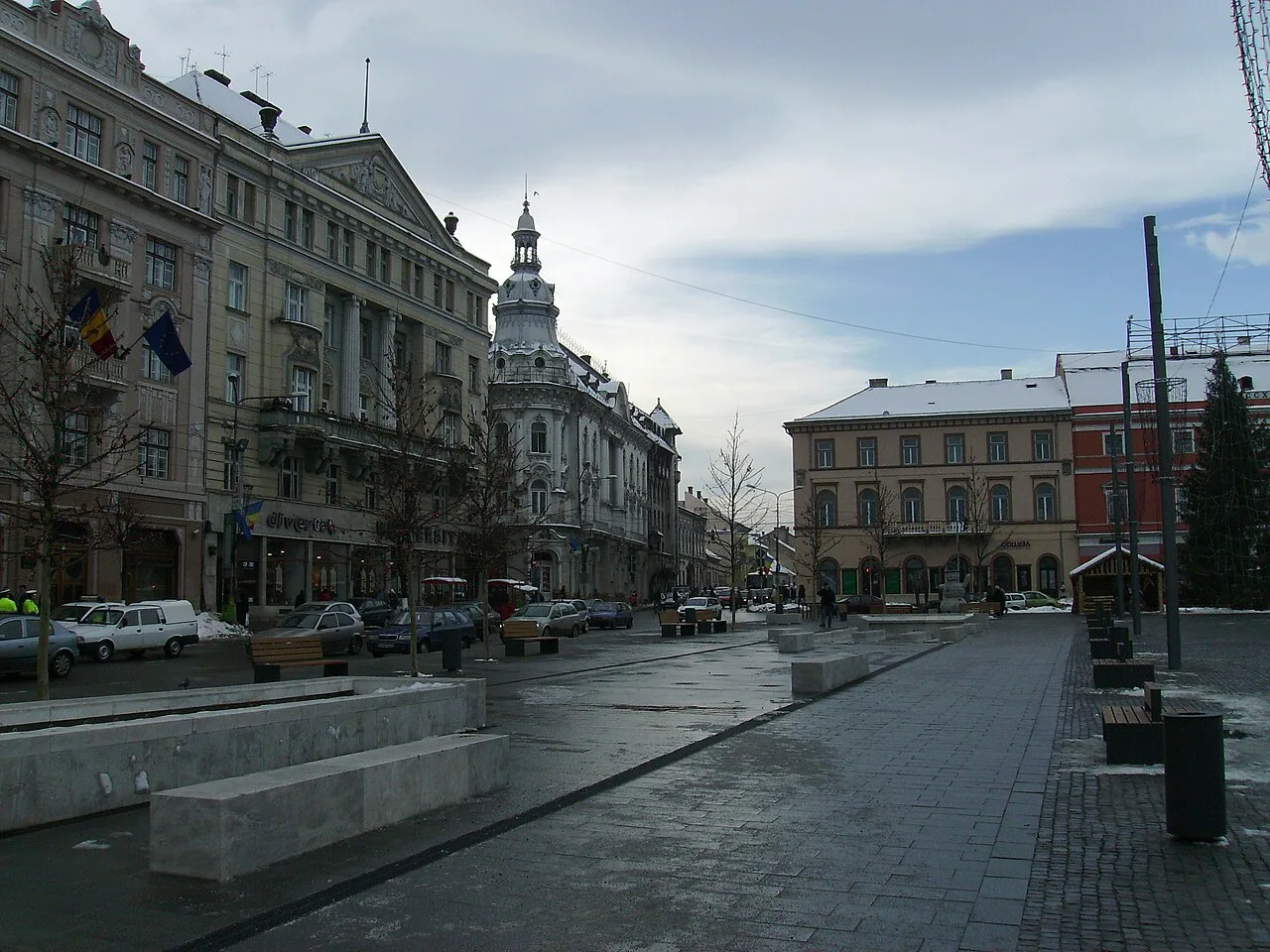 The south-west corner of Piața Unirii, Cluj-Napoca.