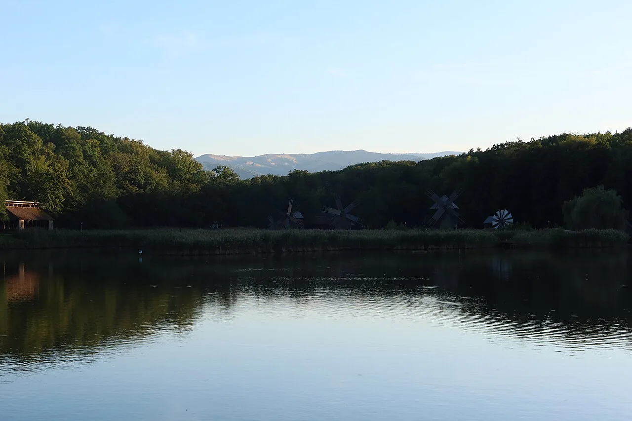 Lake Dumbrava at the ASTRA open-air museum, Sibiu.