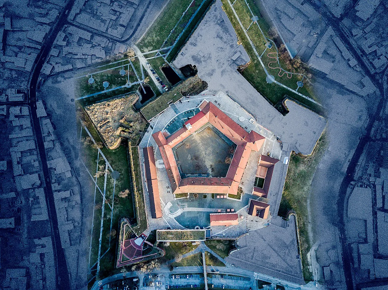 Oradea Fortress from the air.