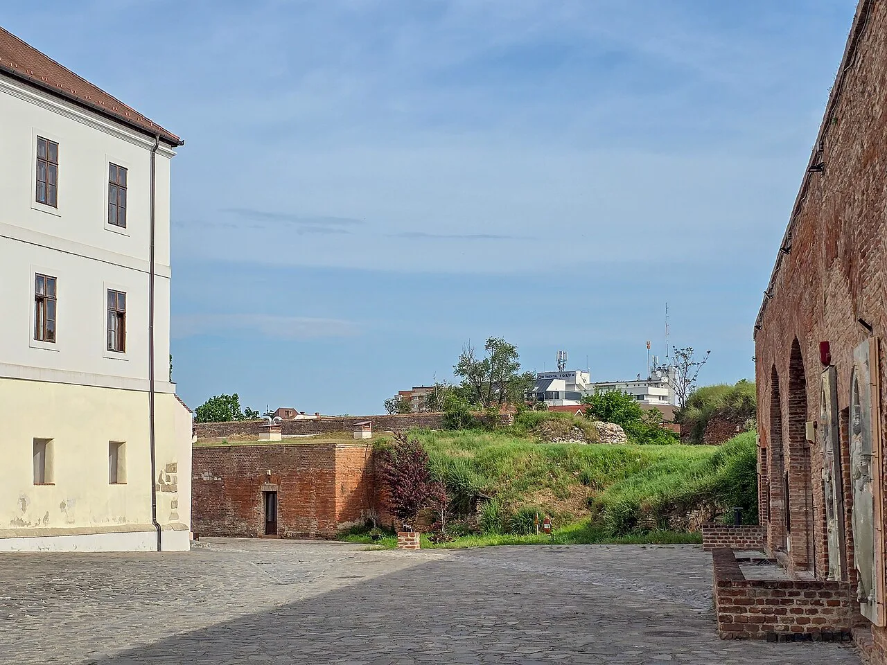 The brick walls of Oradea Fortress.