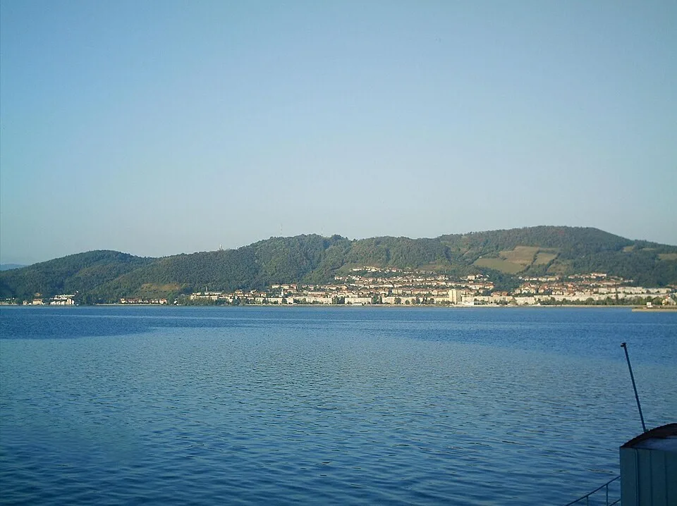 Orșova seen across the Danube.