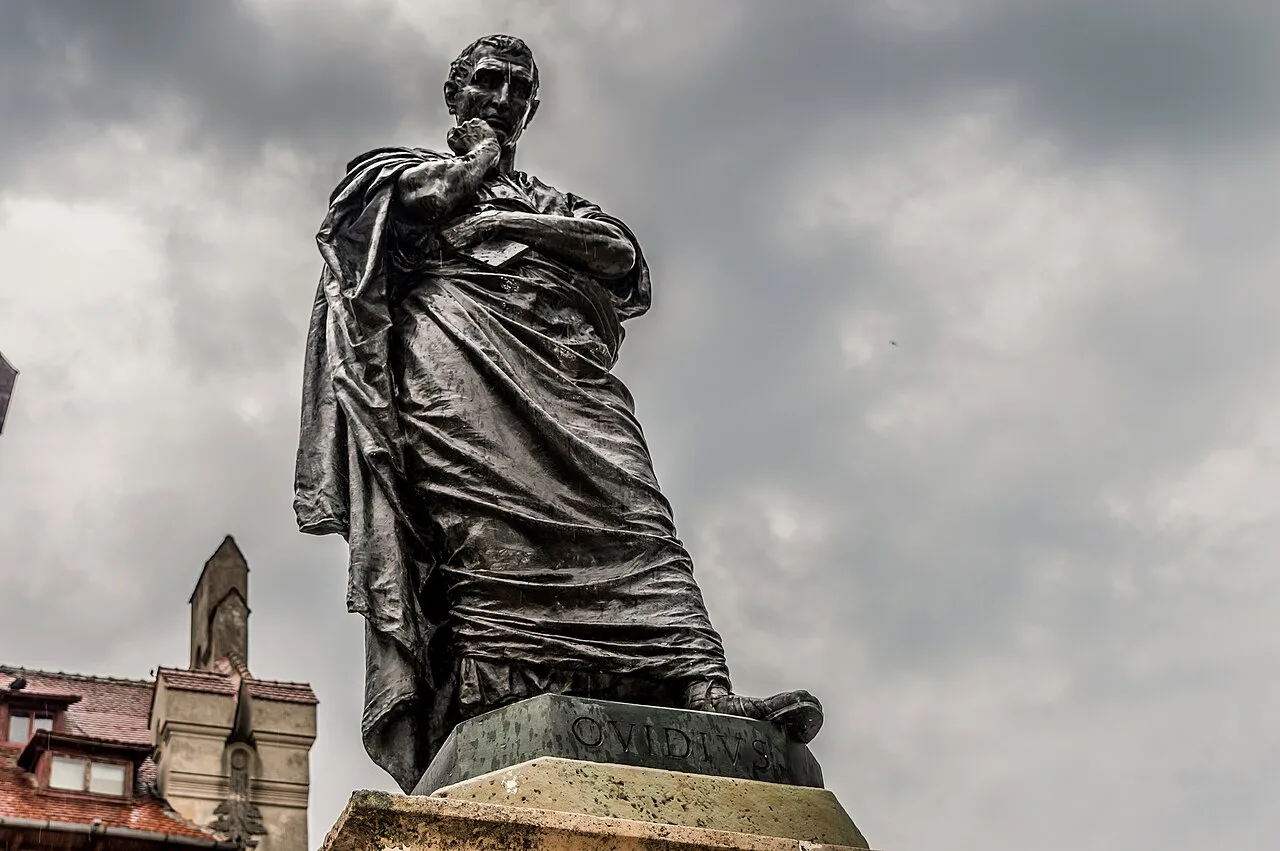 The statue of Ovid in Constanța's historic centre.