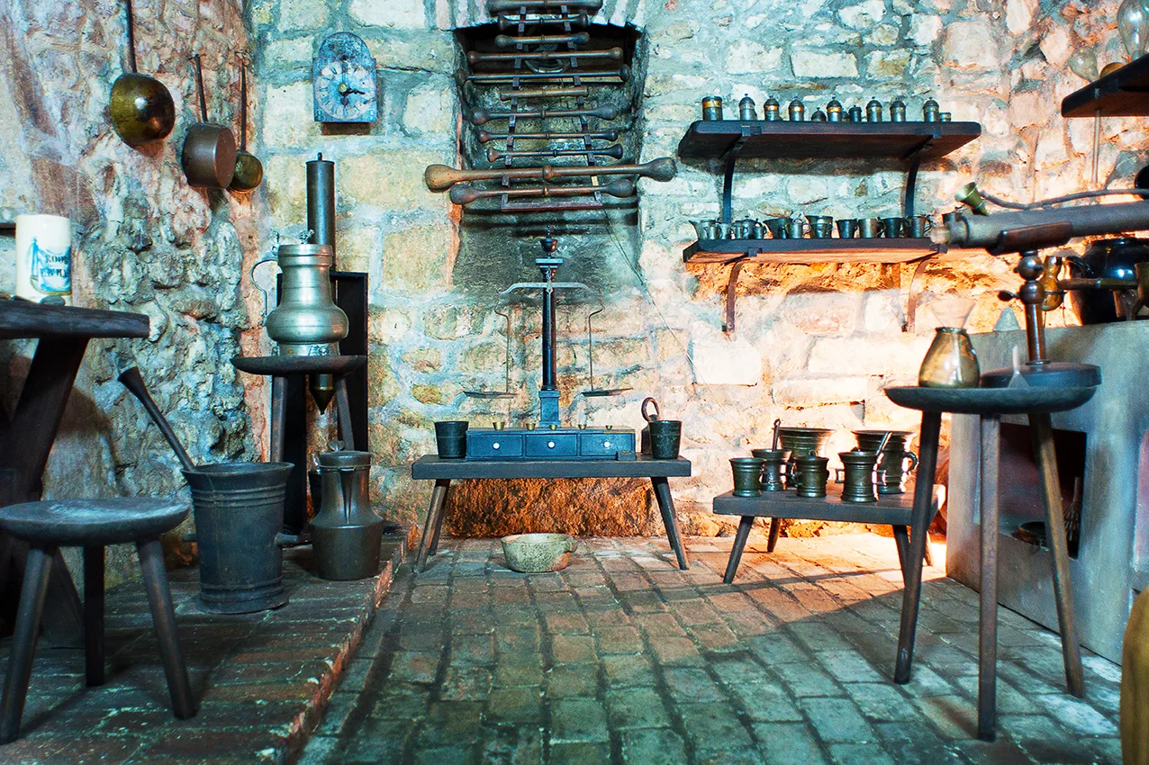 The cellar of the Pharmacy Museum in the Hintz House, Cluj-Napoca.