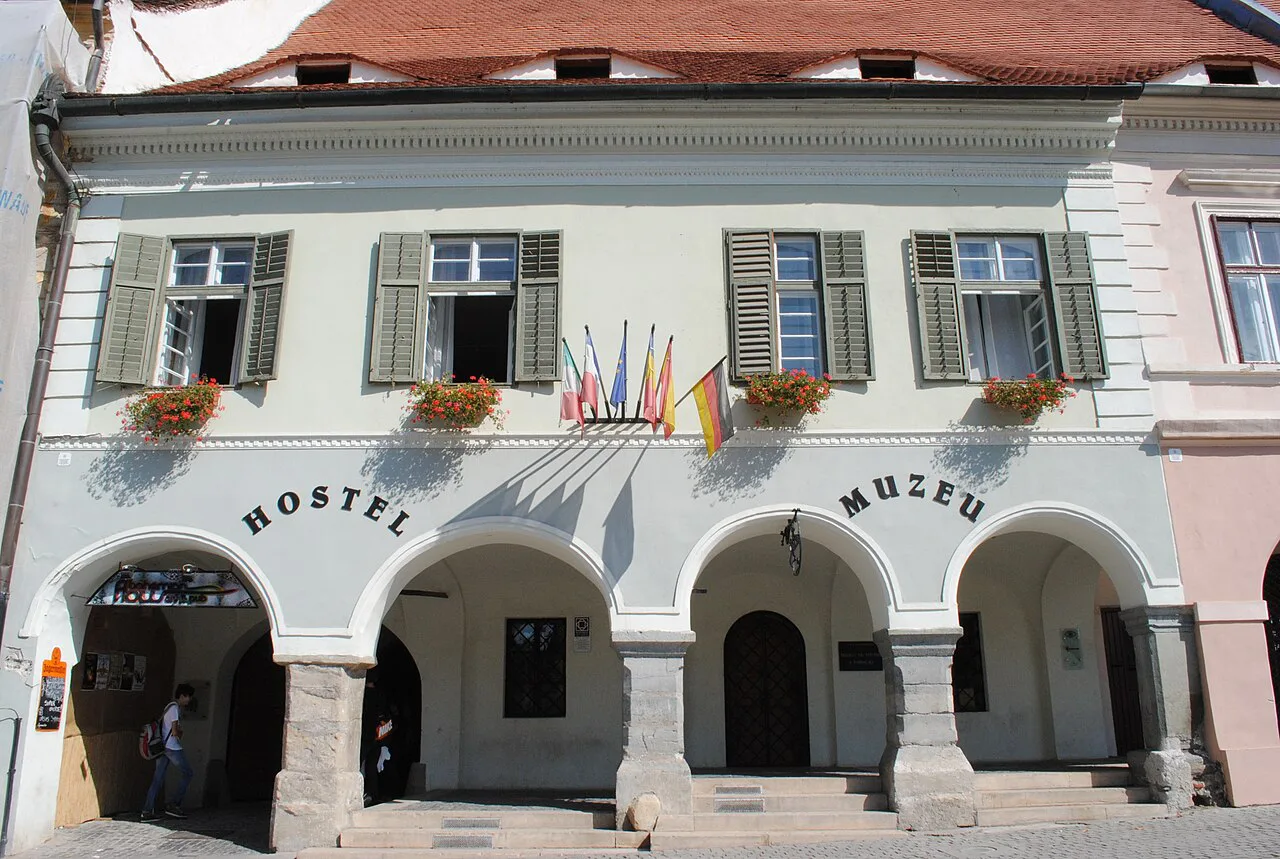 The Black Bear house on Piața Mică, home of the Pharmacy Museum, Sibiu.