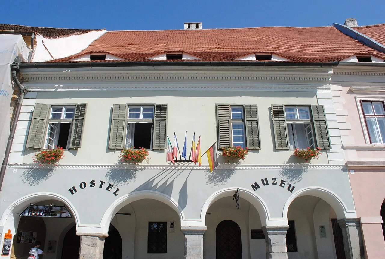 The Black Bear house on Piața Mică, home of the Pharmacy Museum, Sibiu.
