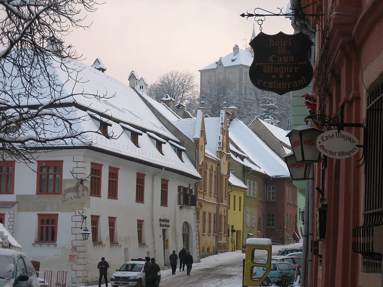 Piața Cetății in winter, Sighișoara.