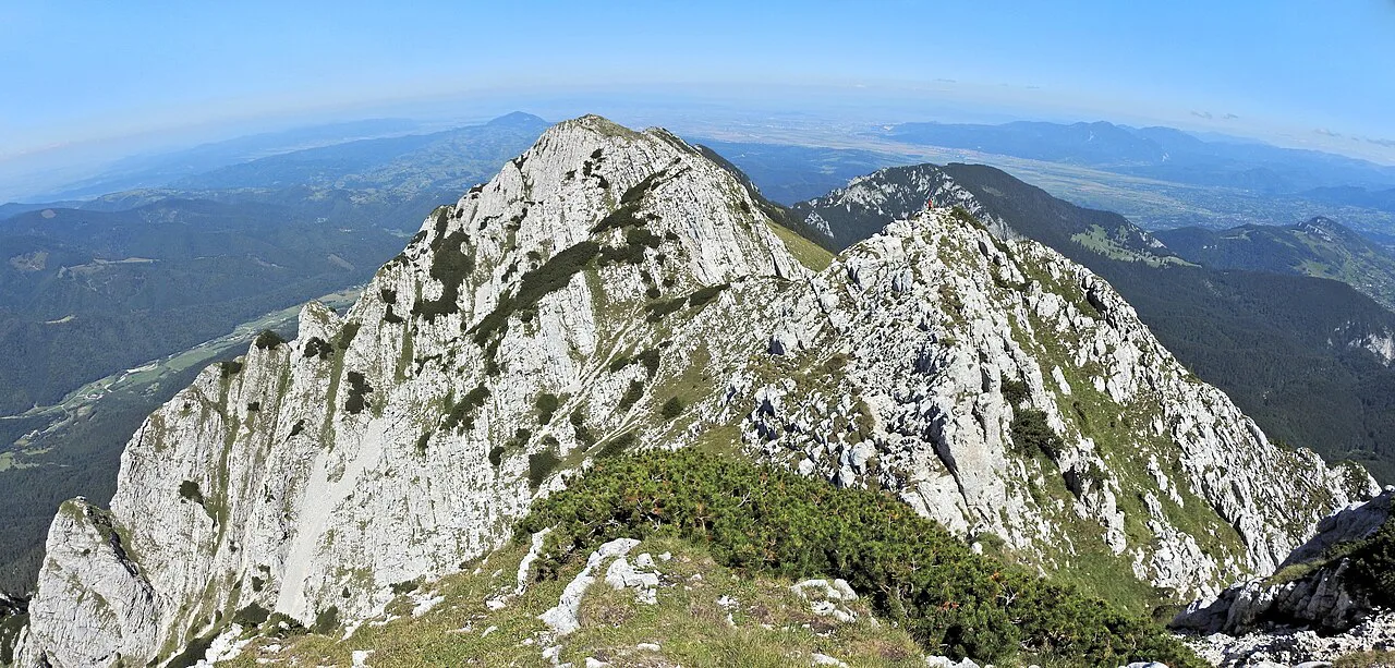 The limestone ridge of the Piatra Craiului Mountains.