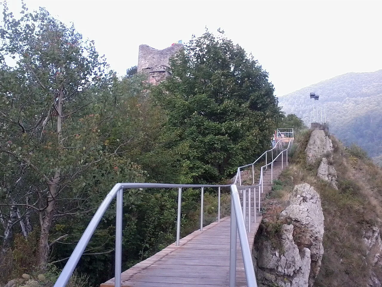 Walkway leading up to Poienari Citadel.