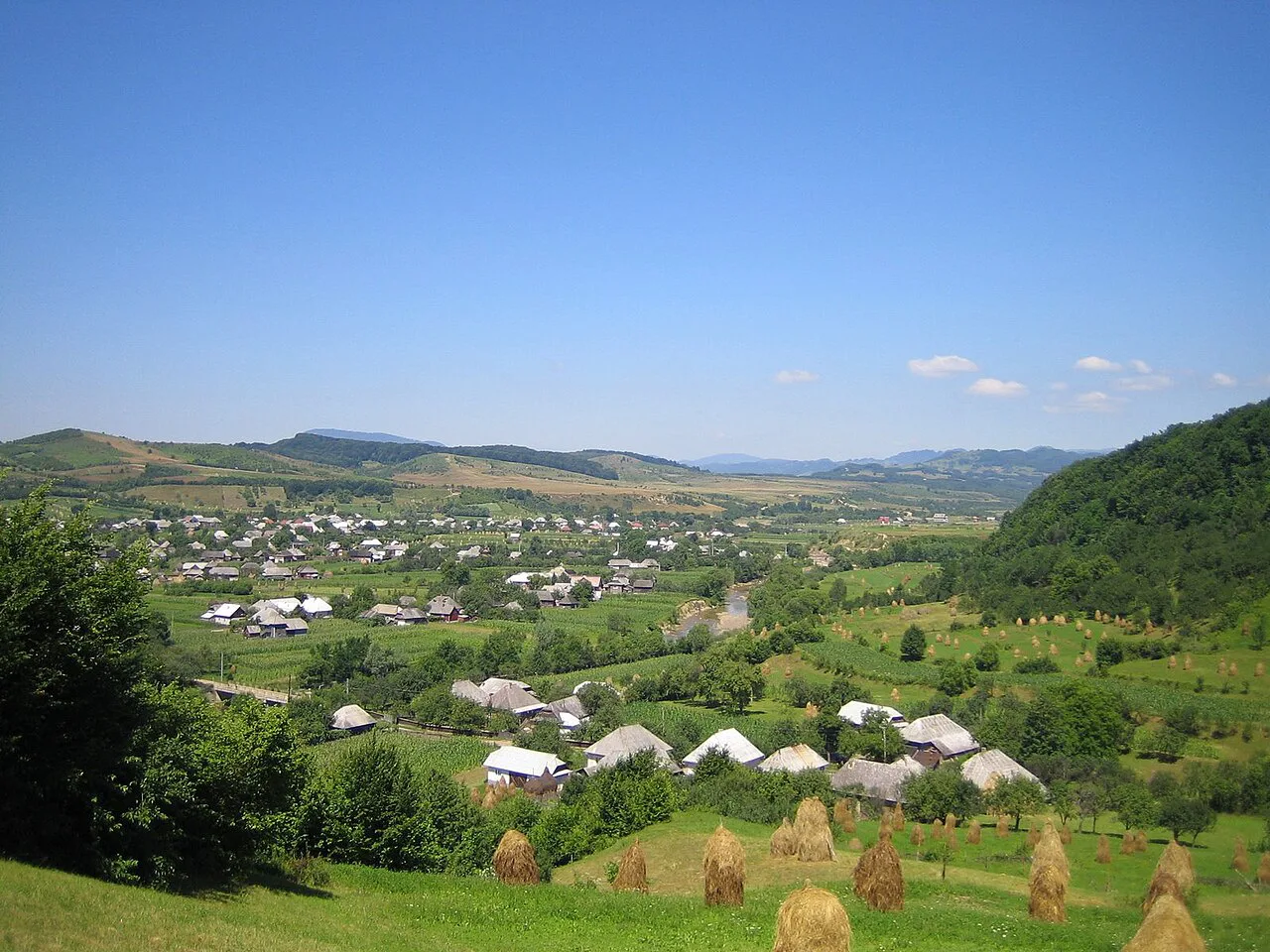 Lăpuș village and hills in Maramureș County.