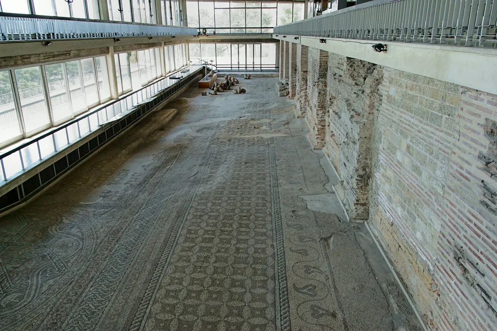 The mosaic floor of the Roman Mosaic Edifice in Constanța.