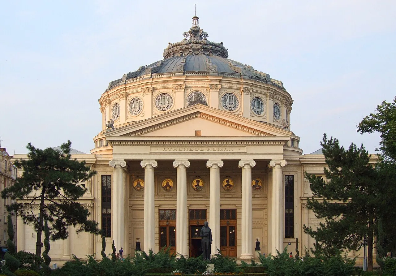 The Romanian Athenaeum in the evening, Bucharest.