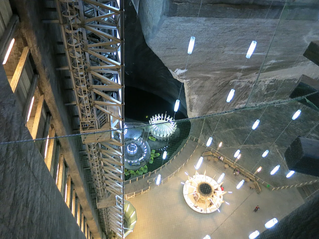 Rudolf Mine in Salina Turda seen from above.