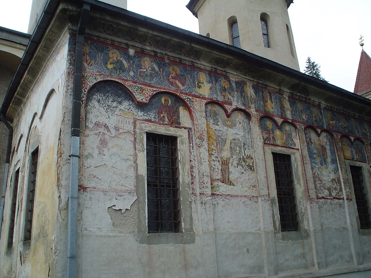 The painted walls of St Nicholas Church in Schei, Brașov.