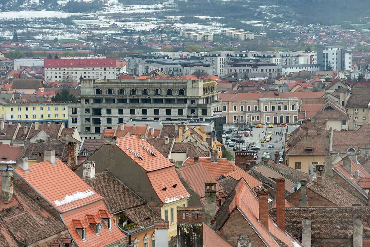 The rooftops of Sibiu seen from the Council Tower.