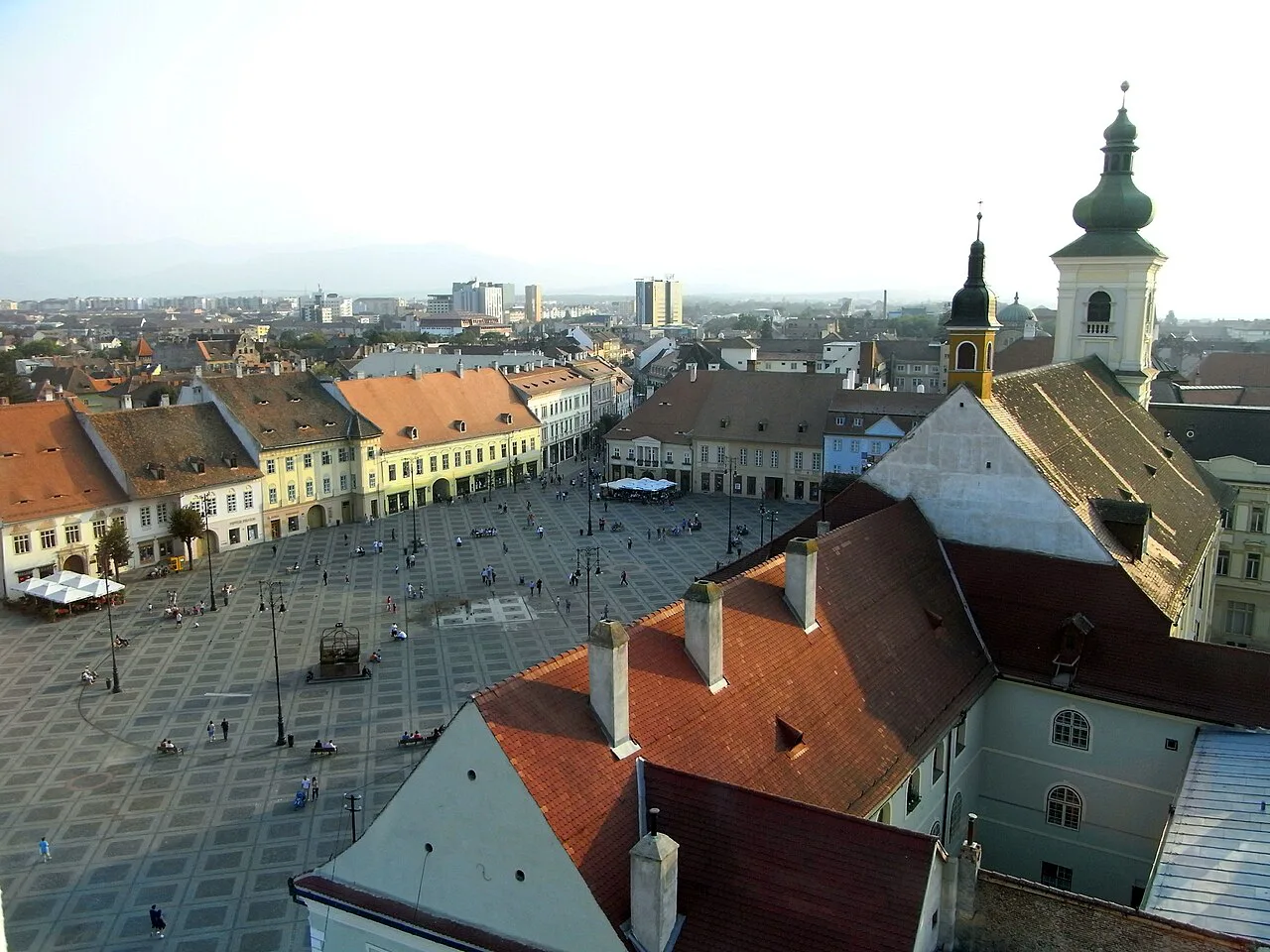 Piața Mare in Sibiu seen from the Council Tower.