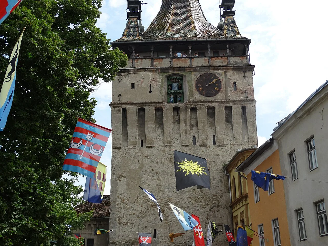 The Clock Tower during the Medieval Festival, Sighișoara.