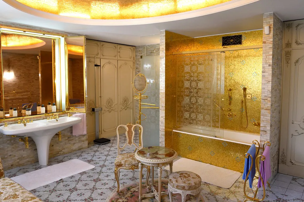 Gilded bathroom in the Spring Palace (Palatul Primăverii), Bucharest.