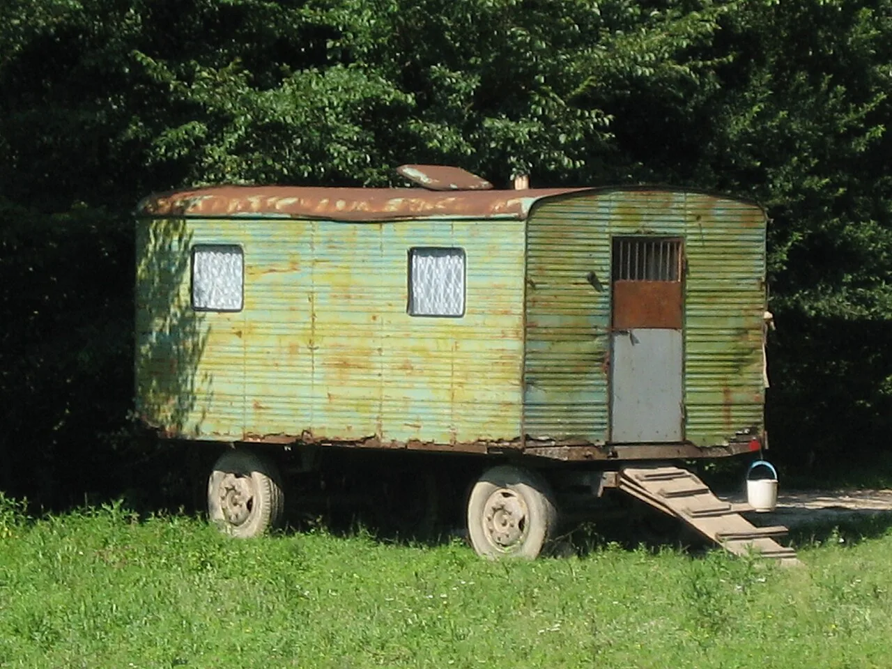 A shepherd's caravan in the Transylvanian countryside.