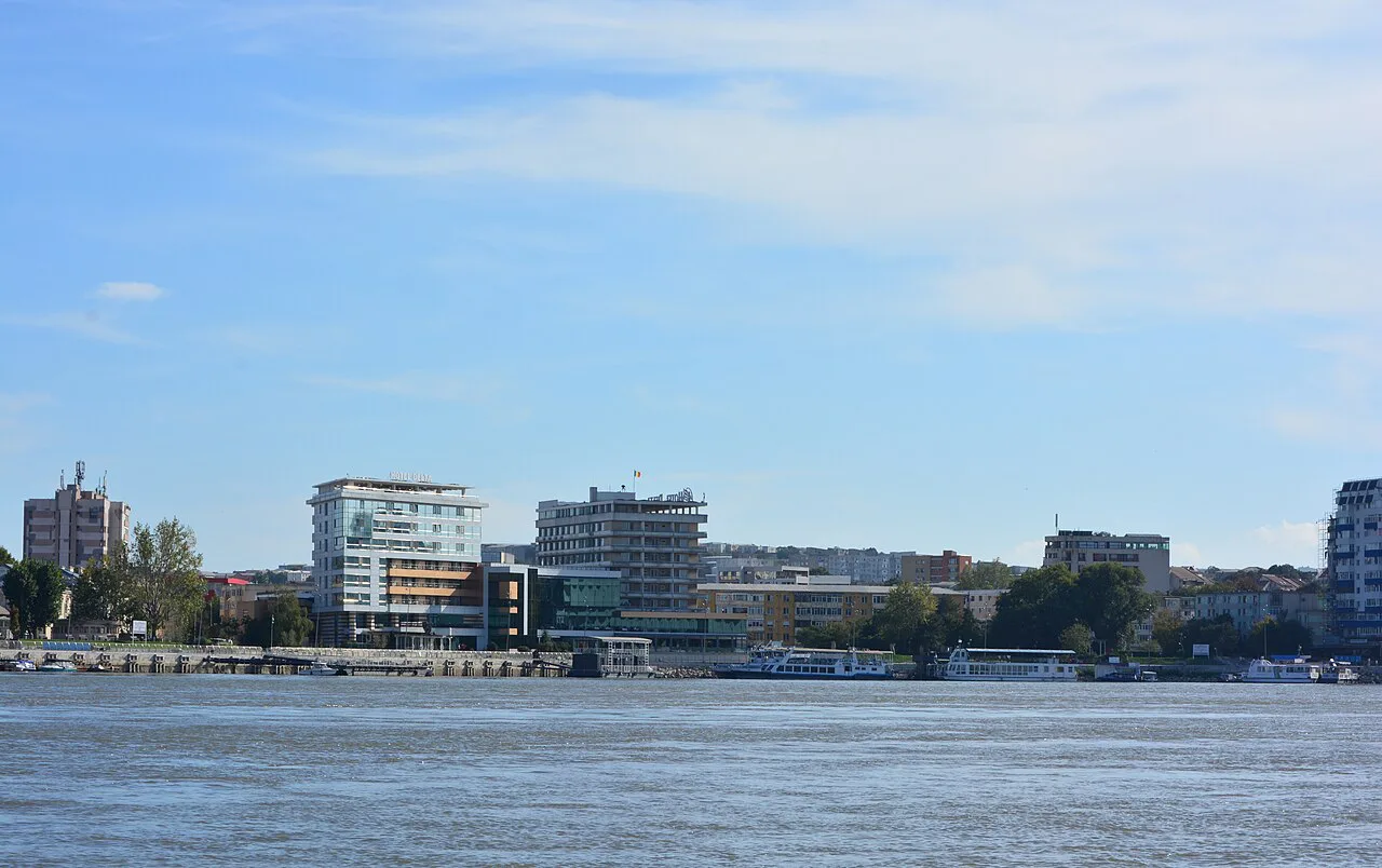 East central Tulcea seen from the Danube.